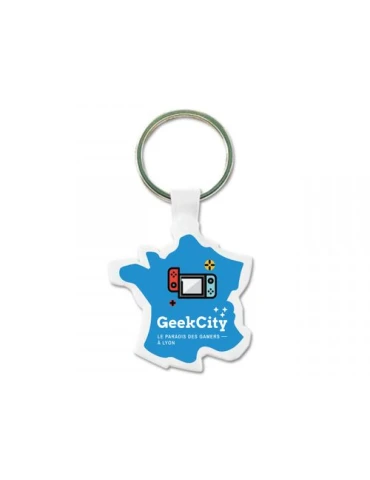 PORTE CLES PLASTIQUE SOUPLE FORME FRANCE (anneau 25 mm)