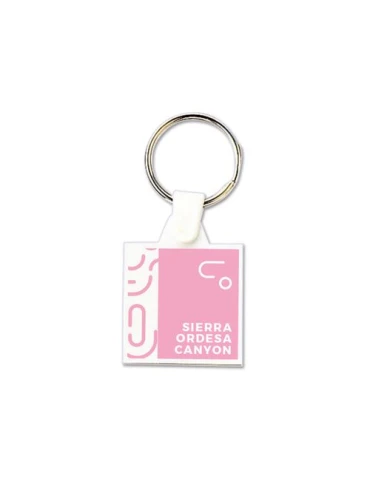 PORTE CLES PLASTIQUE SOUPLE CARRE 35x35 mm (anneau 25 mm)
