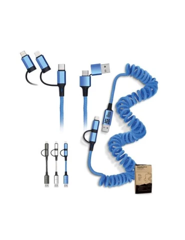 CABLE DE CHARGE RAPIDE ET TRANSFERT RETRACTABLE A RESSORT 6 EN 1
