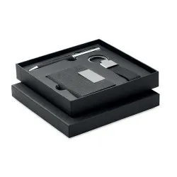 Coffret cadeau personnalisé 3 pièces - Stylo, Porte-Clés & Porte-Cartes - SCRIBI 3