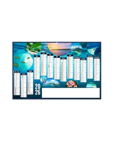 PLANETE 2026 - MAXI 650 x 405 mm - LEGER 400G RECTO SEUL - SANS MARQUAGE - 1 TROU EN TETE