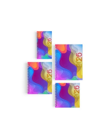 AGENDA SPIRALE MINI 2026 - 90x165mm COUV 400g QUADRI R/V - PELLI MAT 1ERE+4EME - ATLAS + SEMAINIER STANDARD 128 PAGES 80g - SPIR