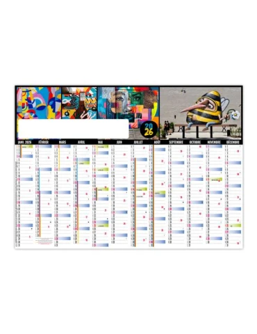 PLANNING PEINTURES 2026 - XXL 700X500 MM LEGER 400G - RECTO SEUL - SANS MARQUAGE
