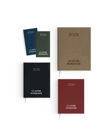 AGENDA EMBOITE NATUREL 2026 - MINI 90 x 165 mm - COUVERTURE BLEUE NUIT - SANS MARQUAGE