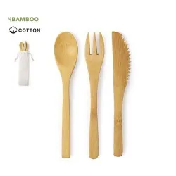 Set de couverts en bambou personnalisés pas cher - Plusin
