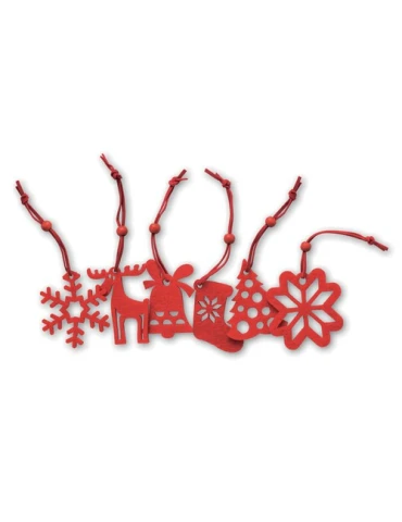 Décoration en Feutre Rouge Personnalisée - 6 Pièces de Noël