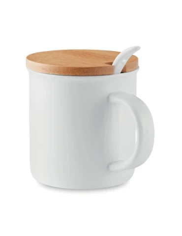 Mug en porcelaine élégant et pratique avec cuillère KENYA