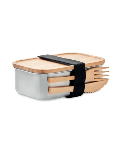 Lunch box écologique en acier inoxydable 600ml SAVANNA, Sac à dos publicitaire RPET avec lumière COB URBANBACK pas cher