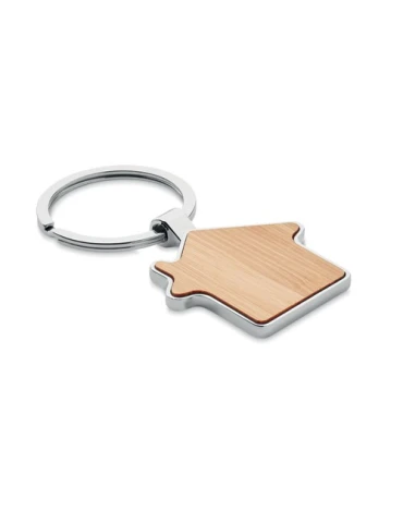 Porte-clés personnalisable en métal et bambou BURNIE
