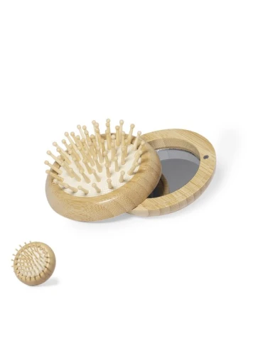 Brosse à Cheveux Écologique en Bambou avec Miroir Personnalisée - Bonnie