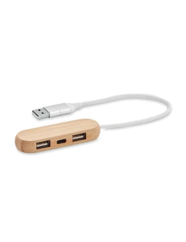 Hub USB Écologique Personnalisé 3 Ports 2 en 1 - VINA C