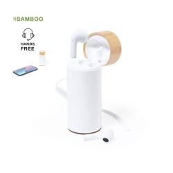 Écouteurs Bluetooth Power Bank en Bambou