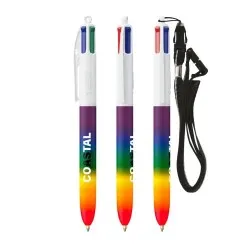 Stylo Multicolore Personnalisé Écologique avec Lanyard BIC® 4 Couleurs® Rainbow Decor