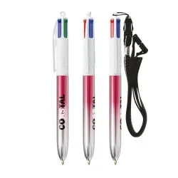 Stylos Bicolor 4 Couleurs® Personnalisés avec Lanière - BIC®