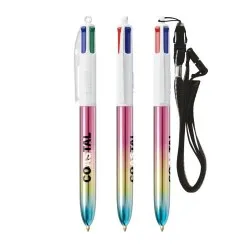 Stylo Publicitaire Unique 4 Couleurs® Gradient avec Lanyard BIC®