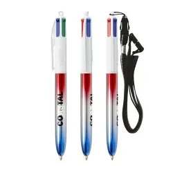 Stylo publicitaire 4 Couleurs® avec lanyard - Édition Flags BIC®