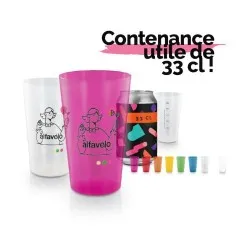 Gobelet réutilisable en plastique 39 cl personnalisé pas cher RAS BORD