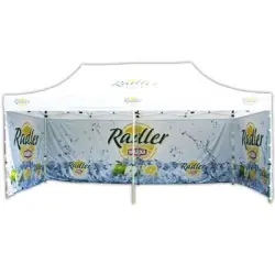 Tonnelle pliante écologique 3x6m - Parasol publicitaire personnalisable 3,5x3,5m