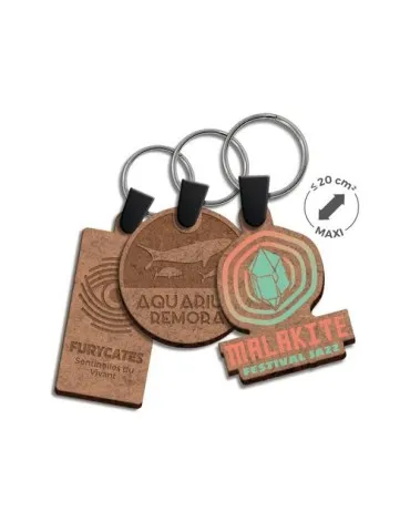 Porte-clé personnalisé en MDF épaisseur 3 mm, format maxi 20 cm² - objet publicitaire