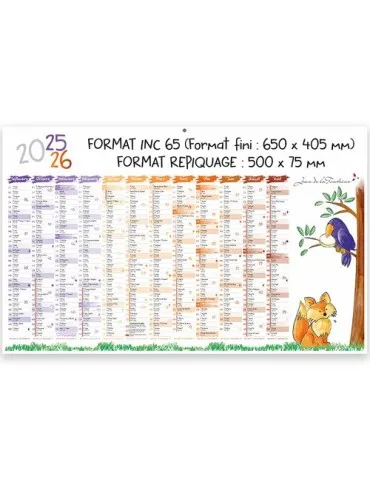 Calendrier bancaire effaçable 2026 | Jean de la Fontaine