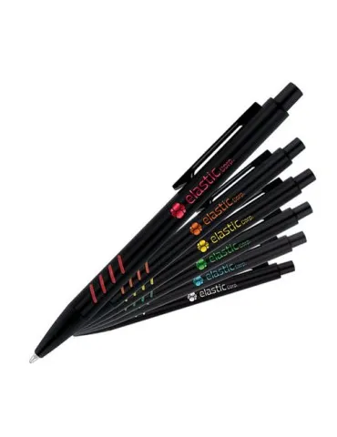 STYLO BILLE ECRITURE BLEU CORPS ET CLIP METAL SOUS COUCHE COLOREE