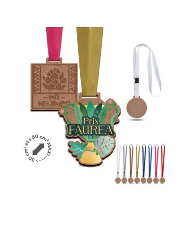 MEDAILLE MDF EP 3 mm ENTRE 30 et MAXI 80 cm2 AVEC CORDON SATIN