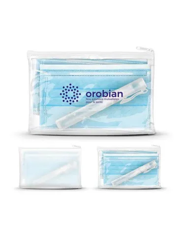 KIT TROUSSE ZIPPEE AVEC 2 MASQUES CHIR. ET VAPORISATEUR S.H.A. 9 ml
