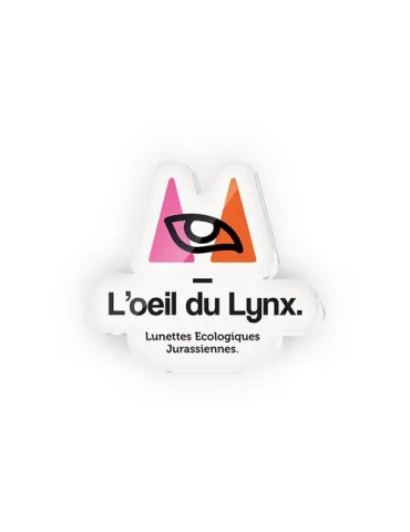BADGE PLASTIQUE (PMMA) EP.2 mm AVEC PINCE-EPINGLE ET MAXI 20 cm2