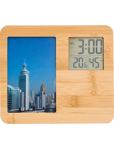 Station météo multifonctionnelle personnalisée en bambou - Colton