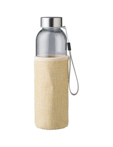Gourde écologique en verre de 500 ml avec housse en jute - Kaydence