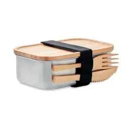 Lunch box écologique en acier inoxydable 600ml SAVANNA, Sac à dos publicitaire RPET avec lumière COB URBANBACK pas cher