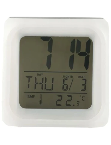 Horloge de bureau lumineuse personnalisée cube Leona avec changement de couleurs