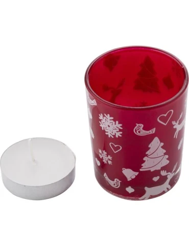 Photophore décoré en verre avec bougie, cadeau personnalisé pas cher - Kirsten