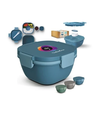 BOITE A REPAS (LUNCH BOX) MULTI-COMPARTIMENTS AVEC FOURCHETTE
