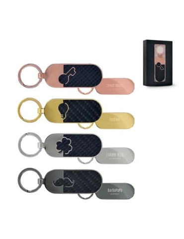 PORTE CLE METAL ET FIBRE DE CARBONE EN BOITE INDIVIDUELLE