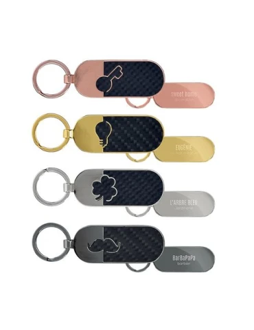 PORTE CLE METAL ET FIBRE DE CARBONE