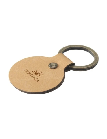 Recycled Leather Keyring Round porte-clés