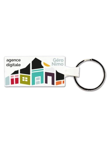 PORTE CLES PLASTIQUE SOUPLE RECTANGLE 55x28 mm (anneau 25 mm)