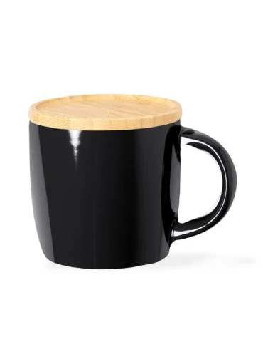 Tasse en Céramique Écologique avec Couvercle en Bambou Personnalisée Zenara