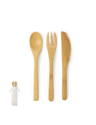 Set de couverts en bambou personnalisés pas cher - Plusin